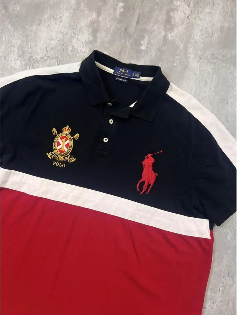 Y2K Color Block Polo Shirt Big Pony Ralph Lauren XL